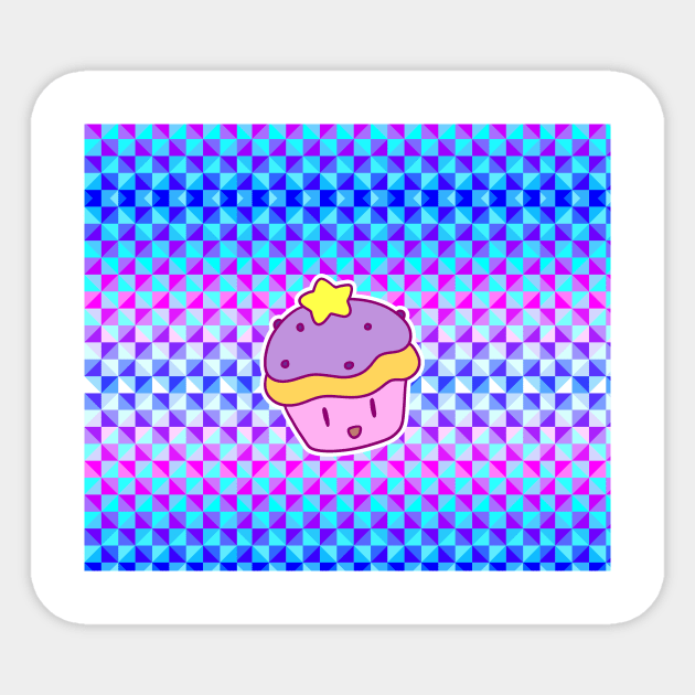 Star Cupcake - Holographic Checkered Pattern Sticker by saradaboru